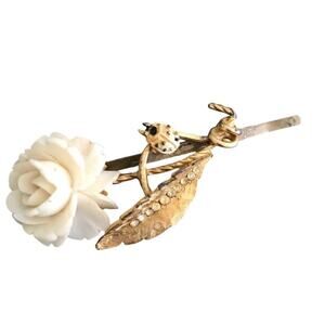 Ivory Rose Hair Pin Bridal Clip Vintage Floral Boho Gift For Her